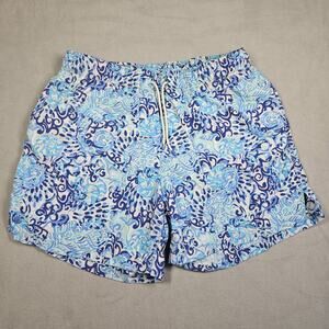 Lilly Pulitzer Men’s L Capri Swim Trunks Blue Board Shorts Beachy Tropical